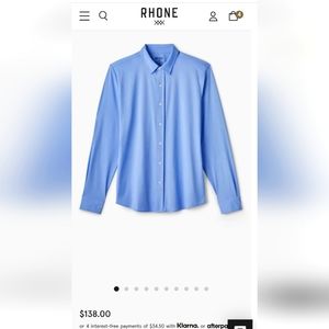 Rhone Blue Slim Fit Commuter Herringbone Shirt Small